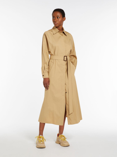 Max Mara Water-repellent Twill Shirt Dress In Beige