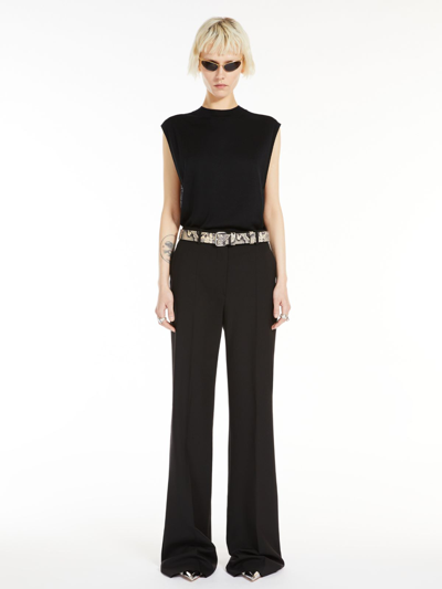 Max Mara Sleeveless Wool And Silk Sweater In Black