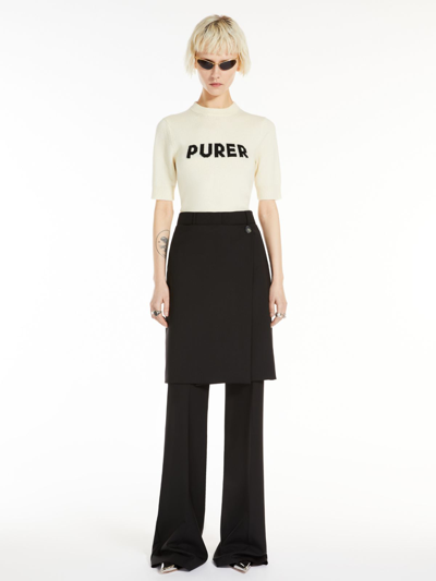 Max Mara Wool And Cashmere-knit T-shirt In Gold