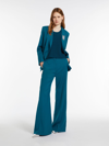Max Mara Flared Woollen Cloth Trousers In Avio