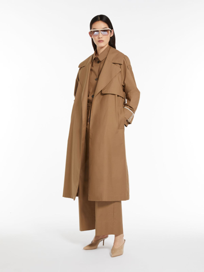 Max Mara Vtrench Cotton Twill Midi Trench Coat In Caramel