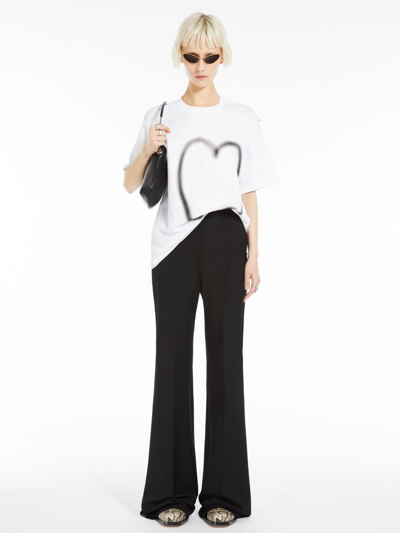 Max Mara Heart Print-adorned Jersey T-shirt In Optical White