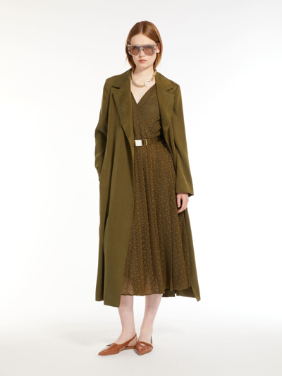 Max Mara Lace Dress With Circular Skirt In Kaki