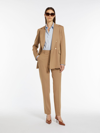 Max Mara Cropped Straight-leg Pintuck Pants In Camel