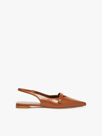 Max Mara Flat Leather Sandals In Brown