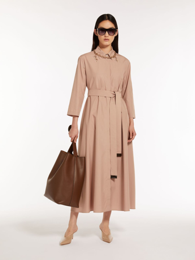 Max Mara Cotton Poplin Shirt Dress In Powder