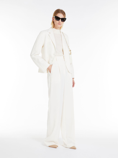 Max Mara Plinio Cady Single Breasted Jacket In Ivory