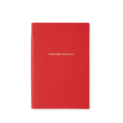 Smythson Wonder Woman Chelsea Notebook In Panama In Scarlet Red