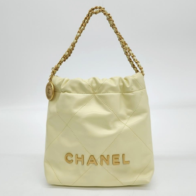 Pre-owned Chanel 22 Bag Mini In Yellow