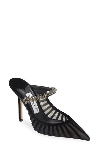 Jimmy Choo Bing Crystal Embellished Pointed Toe Mule Pump In Black