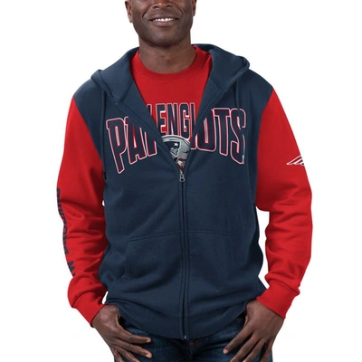 G-iii Sports By Carl Banks Men's  Navy, Red New England Patriots T-shirt And Full-zip Hoodie Combo Se In Navy,red