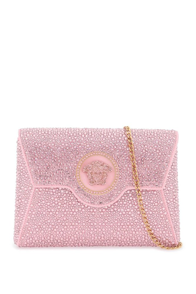 Versace Medusa Plaque Embellished Clutch Bag In Pink