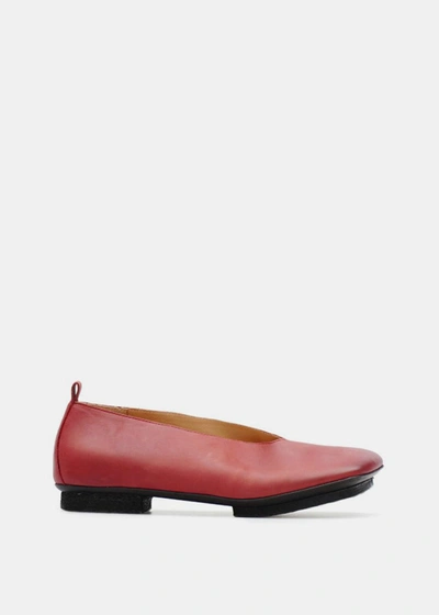 Uma Wang Stone Ballet Leather Ballerina Shoes In Red