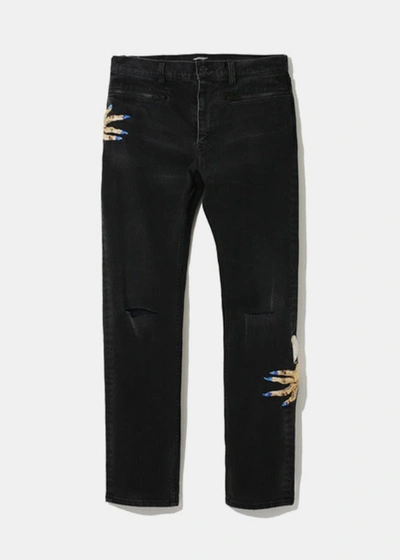 Undercover Black Bead Embroidered Denim Jeans