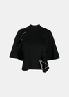 UNDERCOVER UNDERCOVER BLACK CUT-OUT CROPPED T-SHIRT