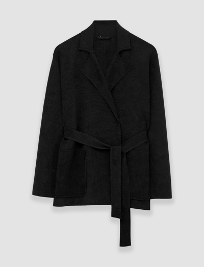 Joseph Silk Stretch Coat In Black