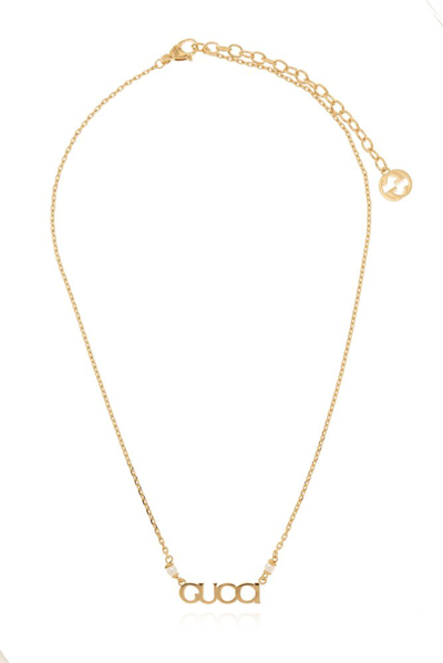 Gucci Logo Charm Necklace In Gold