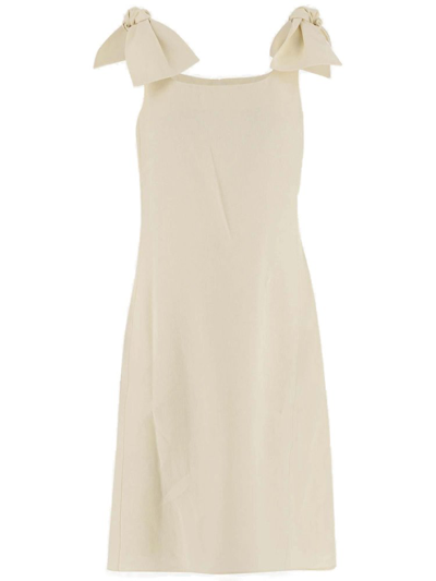 Chloé Bow-detailed Sleeveless Dress In Coconut Milk
