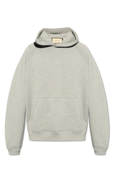 Gucci Logo Printed Hooded Sweatshirt In Grey