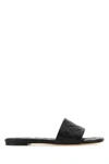 Bottega Veneta Quilted Leather Flat Slide Sandals In Black