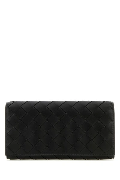 Bottega Veneta Woman Black Leather Intrecciato Wallet