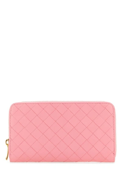 Bottega Veneta Woman Pink Nappa Leather Intrecciato Wallet