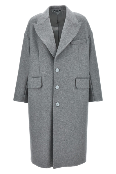Dolce & Gabbana Single-breasted Wool Coat Coats, Trench Coats Grey In Grey