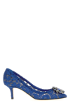 Dolce & Gabbana Bellucci Taormina Lace Pumps In Blue