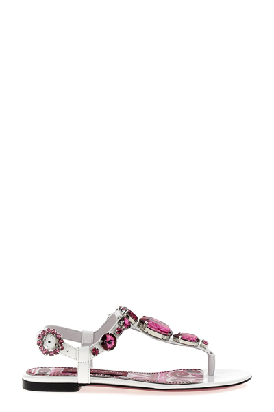 Dolce & Gabbana Maiolica-print Thong Sandals In Multicolor