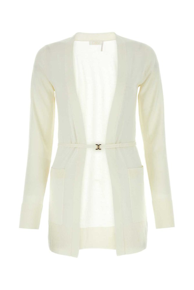 Chloé Belted Knitted Cardigan In White