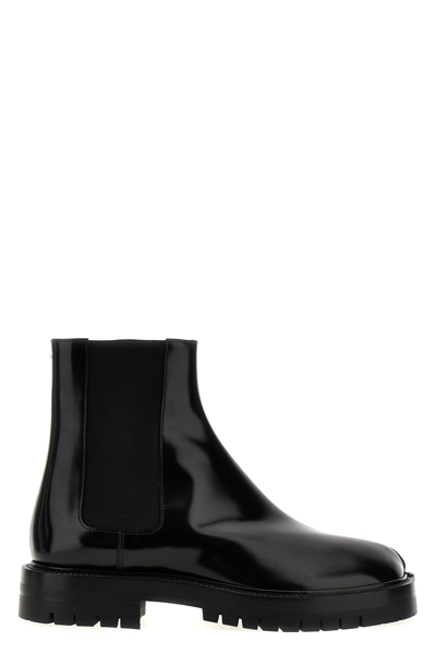Maison Margiela Mens Black Tabi Split-toe Leather Chelsea Boots