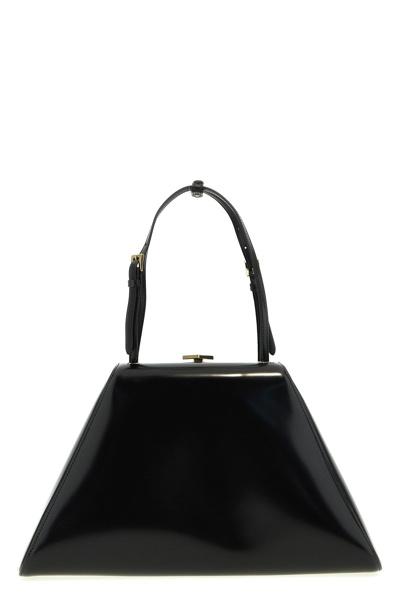 Prada Medium Brushed Leather Handbag In Black