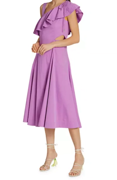 Pre-owned Veronica Beard Women's Orchid Beilla Ruffled-sleeve Midi-dress, 0 In Purple