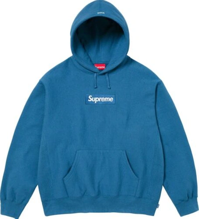 Pre-owned Supreme Box Logo Hooded Sweatshirt Blue Size Medium Ships Asap