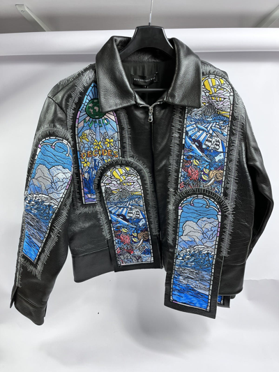 Pre-owned Who Decides War Ocean Trucker Heavy Leather Jacket In Black