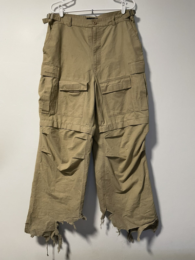 Pre-owned Balenciaga Ss20 Multi Pocket Convertible Cargo Pants In Beige