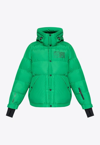 Moncler Grenoble Logo Printed Padded Down Jacket In Green