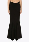 Andreädamo Cut-out Flannel Maxi Skirt In Black