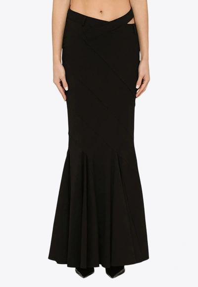 Andreädamo Cut-out Flannel Maxi Skirt In Black