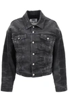Mm6 Maison Margiela Crinkle-effect Denim Jacket In Grey
