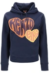 Kenzo Logo-flocked Cotton Hoodie In Blue