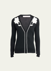 VALENTINO FLOWER EMBROIDERED WOOL CARDIGAN