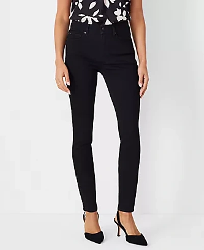 Ann Taylor Mid Rise Skinny Jeans In Light Wash Indigo In Classic Black Wash
