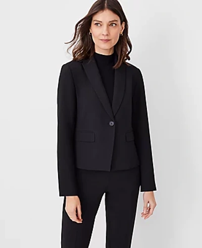 Ann Taylor The Shorter One Button Blazer In Fluid Crepe In Black