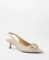 ANN TAYLOR LEATHER BUCKLE POINTY TOE SLINGBACK PUMPS
