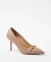 Ann Taylor Leather Buckle Pointy Toe Pumps In Natural
