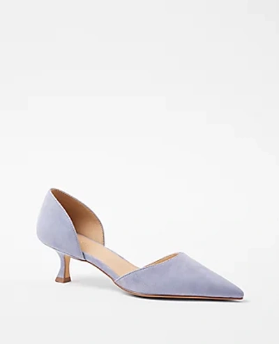 Ann Taylor Suede D'orsay Pumps In Dusty Blue