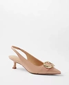 ANN TAYLOR PATENT BUCKLE POINTY TOE SLINGBACK PUMPS