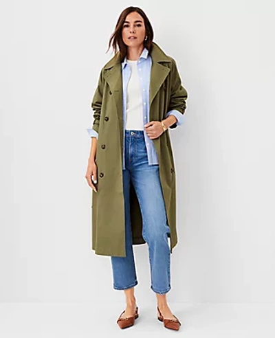 Ann Taylor Oversized Raglan Trench Coat In Green Kalamata