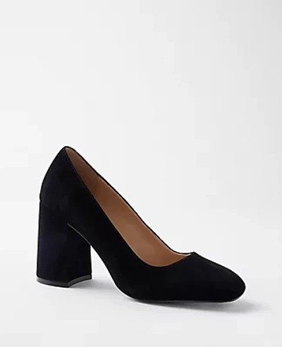 Ann Taylor Suede High Block Heel Pumps In Black